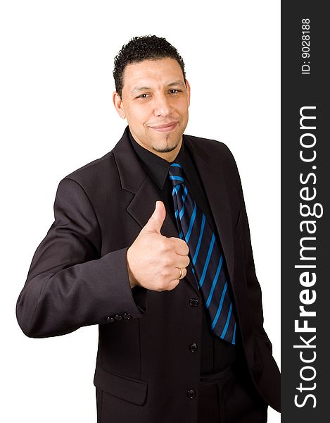 Happy Aruban Businessman Is Putting His Thumb Up