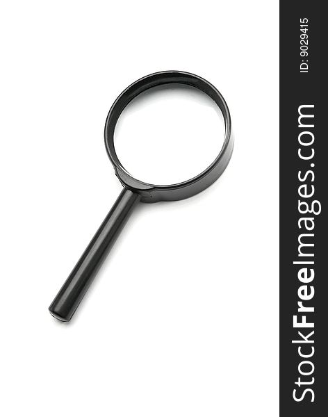 Simply black magnifier isolated on white. Simply black magnifier isolated on white