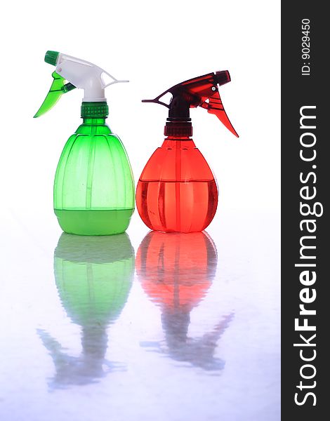 Green and red plastic sprayer