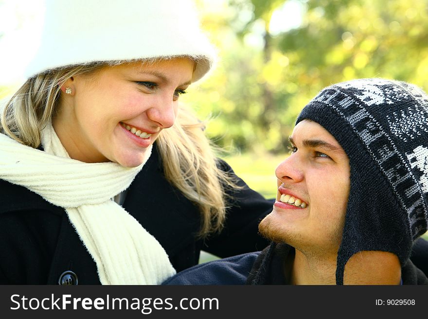 Romantic couple in love looking at each other