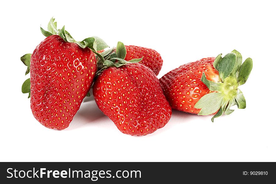 Several strawberries on a white background. Several strawberries on a white background