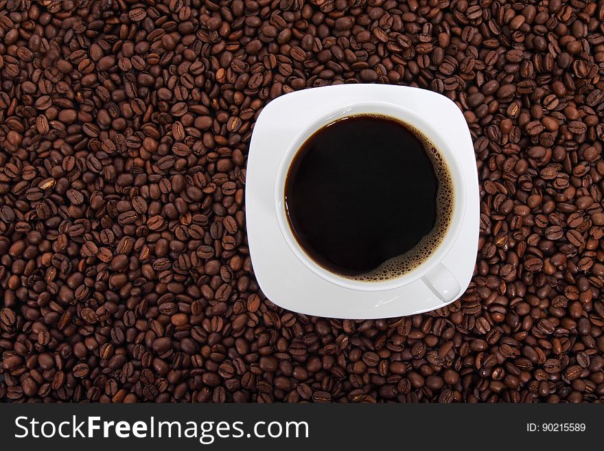 Black Coffee in White Ceramic Cup