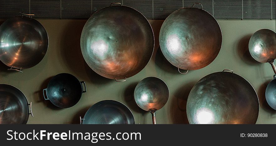 Empty Cooking Pans on Table Top