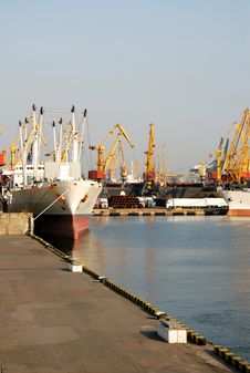 Dry-cargo Ships At A Mooring In Port Stock Photography Dry-cargo Ships At A Mooring In Port Stock Photography