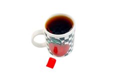 Cup Of Tea With Bag End On White. Stock Image Cup Of Tea With Bag End On White. Stock Image