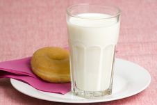 Breakfast Glass Of Chocolate Milk And Donut Royalty Free Stock Photography Breakfast Glass Of Chocolate Milk And Donut Royalty Free Stock Photography