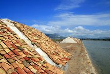 Sea Salt Heaps Covered Terracotta, Trapani Royalty Free Stock Photography Sea Salt Heaps Covered Terracotta, Trapani Royalty Free Stock Photography