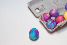 Died Easter Eggs In A Carton Stock Photography