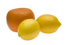 Orange And Two Lemons Royalty Free Stock Images