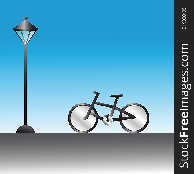 Illustration of a bycicle on the street