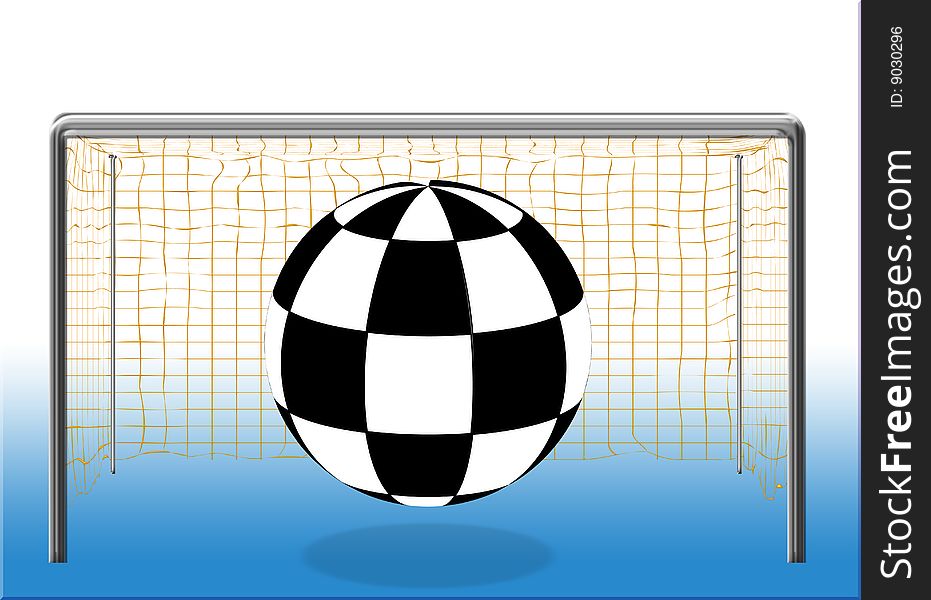 Football goaling in the goalnet in the footballcourt designed by illustration. Football goaling in the goalnet in the footballcourt designed by illustration