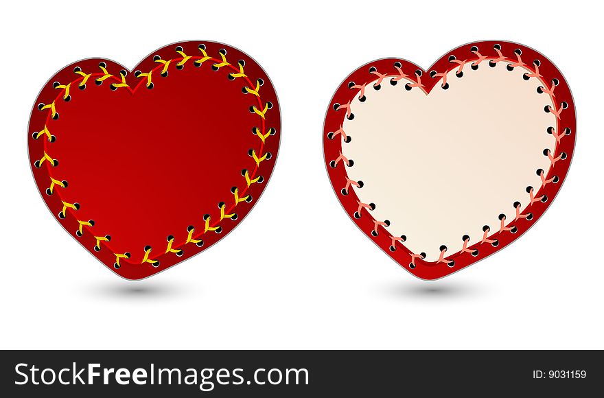 Vector illustration of two laced hearts