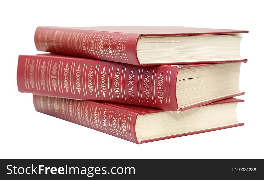 Red books isolated on white