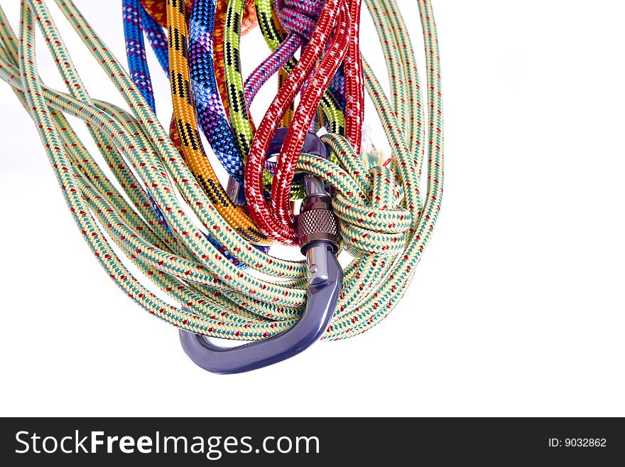 Climbing rope isolated on white