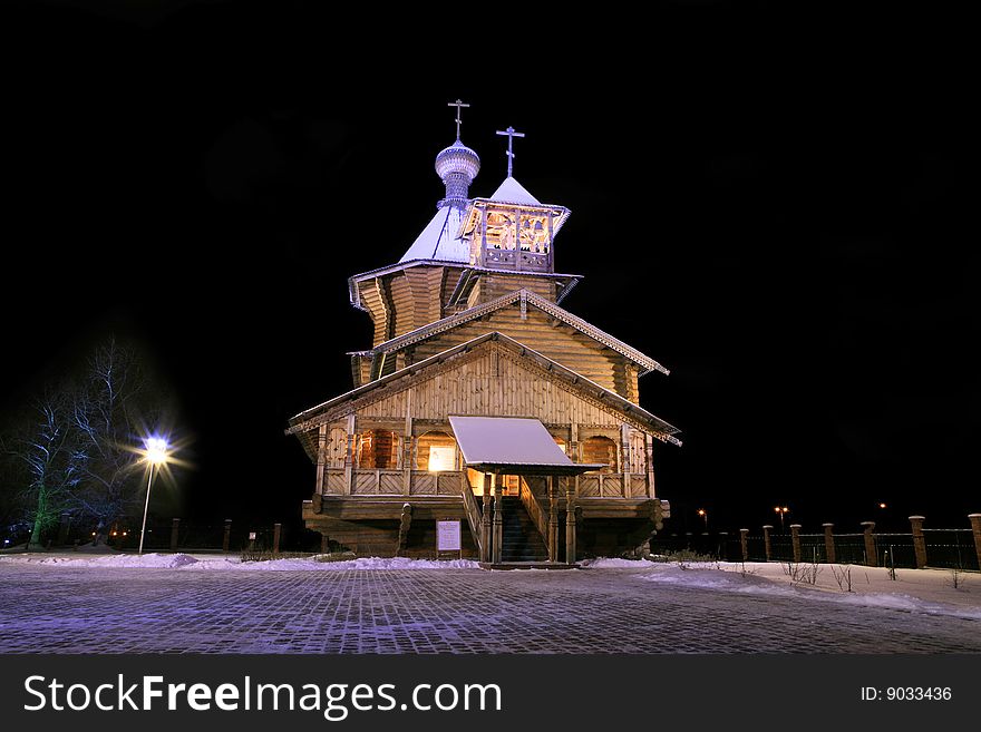 The Old-time wooden church.