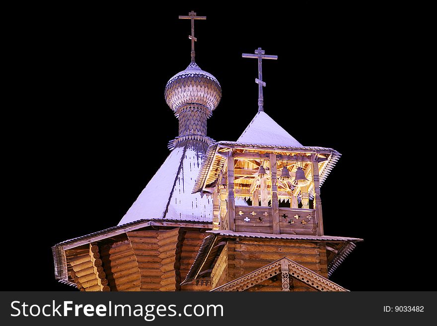 The Old-time wooden church.