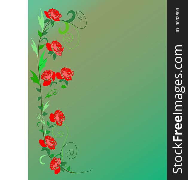 Red roses background with leaves