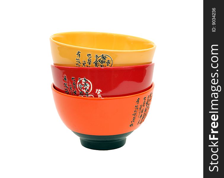 Three oriental style colorful bowls one in each other. Three oriental style colorful bowls one in each other