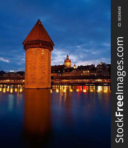 Water tower in the river, Lucerne, Switzerland
