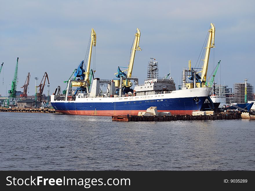 Cargo ship waiting in dock