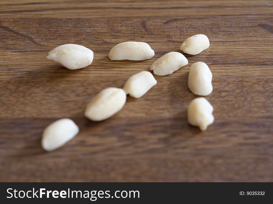 Peanuts arranged in the shape of an arrow