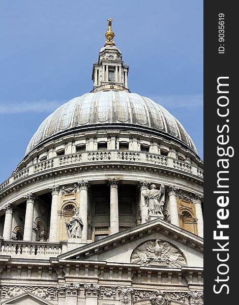 Close up of St Paul's Cathedral dome in London, UK. Close up of St Paul's Cathedral dome in London, UK