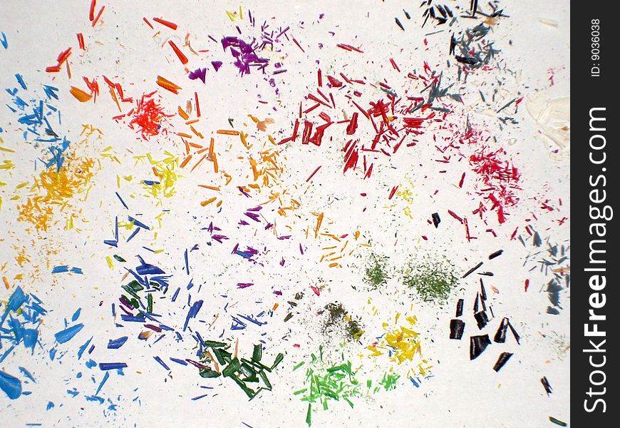 Scrapings of pigments spread on a flat surface