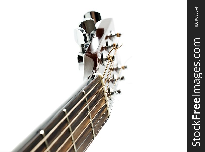 Concert acoustic guitar on white background