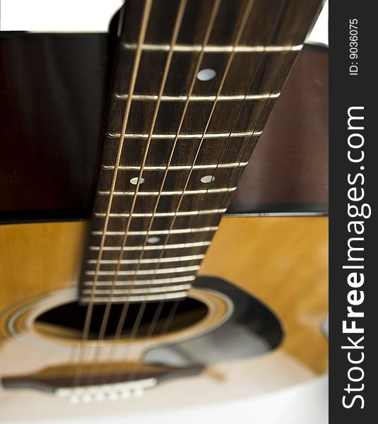 Concert acoustic guitar on white background