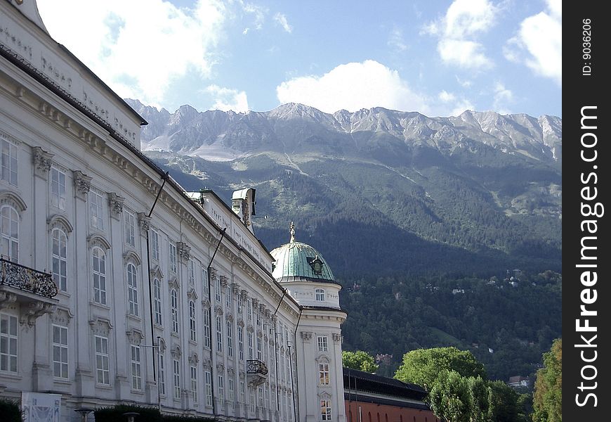 Castle of Innsbruck with the surrounding mountains