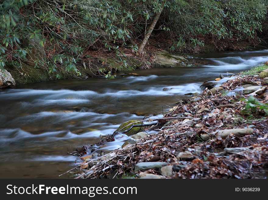 Long-exposure photo of a creek in the Blue Ridge Mountains of North Carolina. Long-exposure photo of a creek in the Blue Ridge Mountains of North Carolina