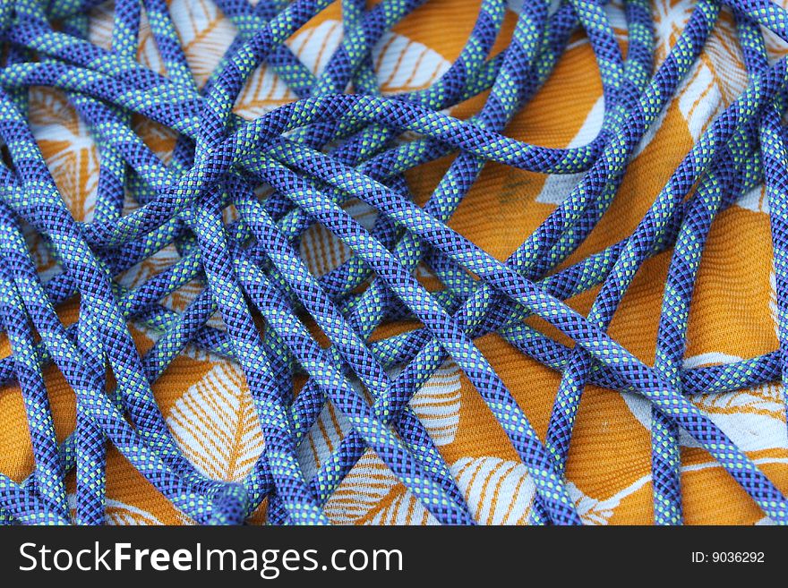Light and dark blue climbing rope detail