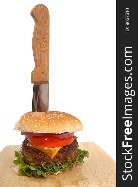 Cheeseburger With Knife In It