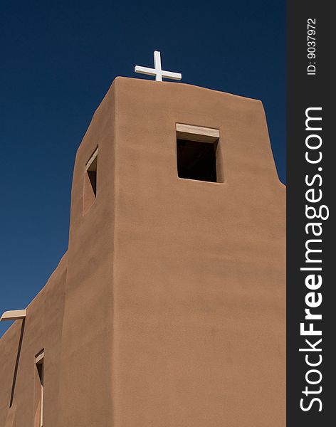 Partial view of adobe church in New Mexico. Partial view of adobe church in New Mexico