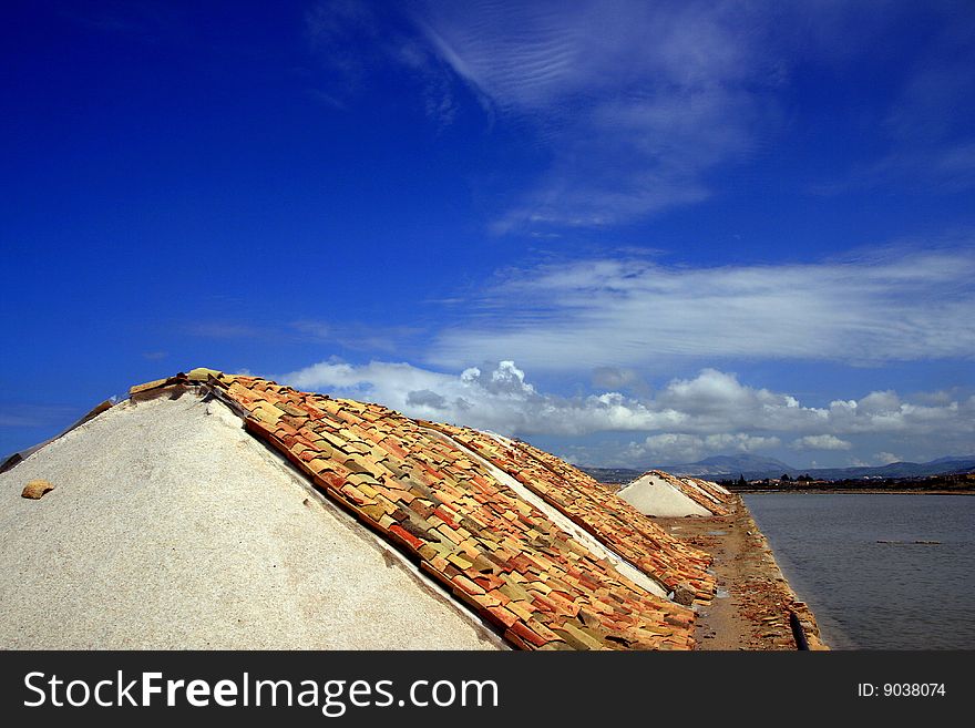 Sea Salt Heaps Covered Terracotta, Trapani