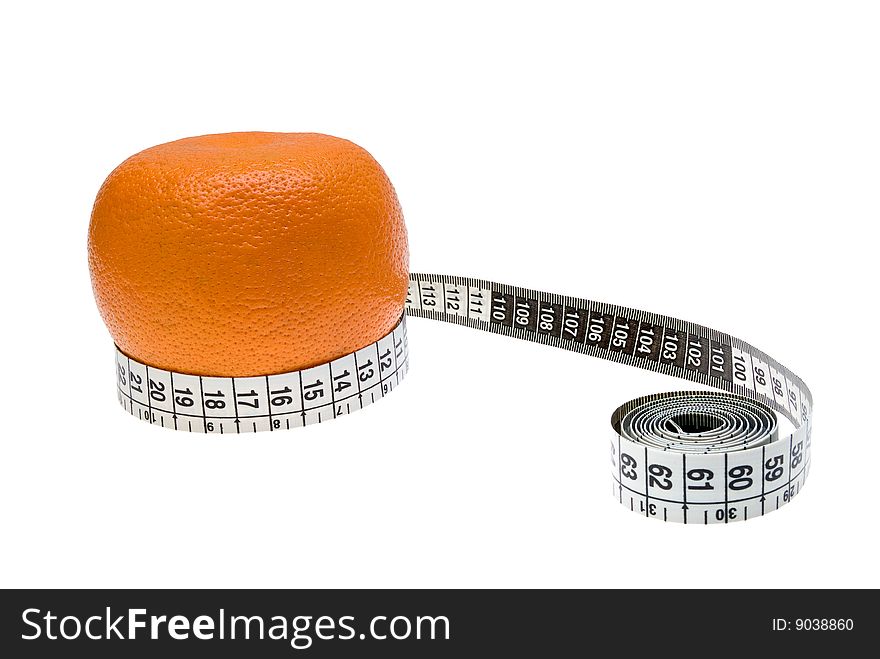 Orange and a measuring tape