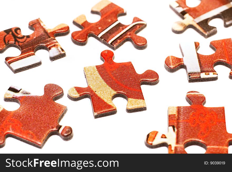 Get them together: puzzle pieces isolated on white background