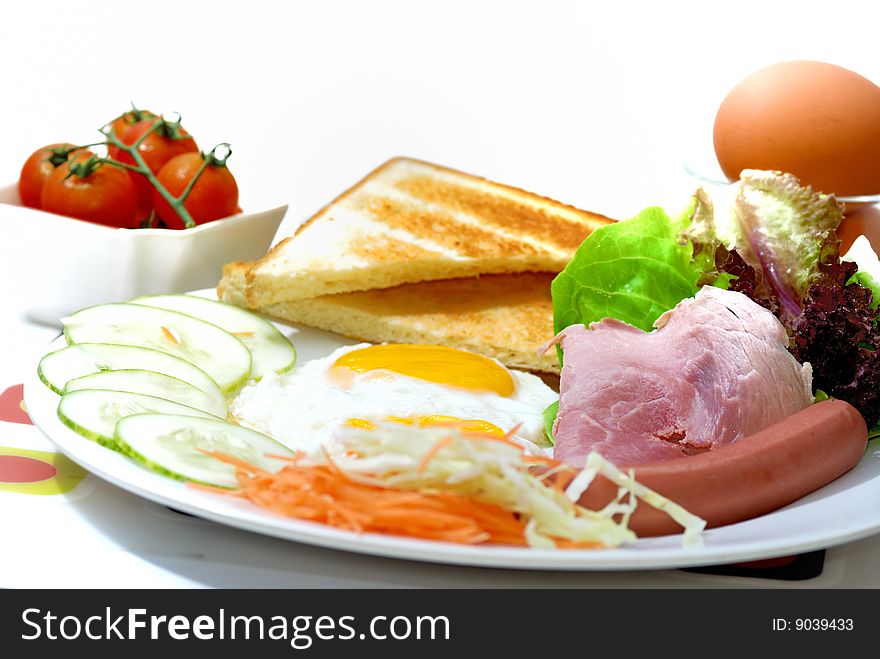 Western Breakfast with white background. Western Breakfast with white background