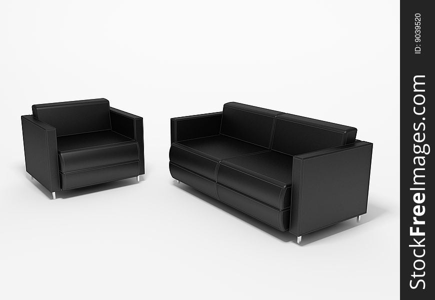 Sofa and armchair on the white background (3D)