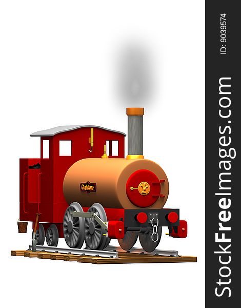An illustration of a small steam engine isolated. An illustration of a small steam engine isolated