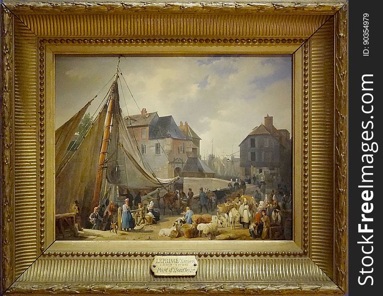 &#x22;Le port de Honfleur, l&#x27;embarquement des bestiaux&#x22;, Auguste-Xavier Leprince, 1823.