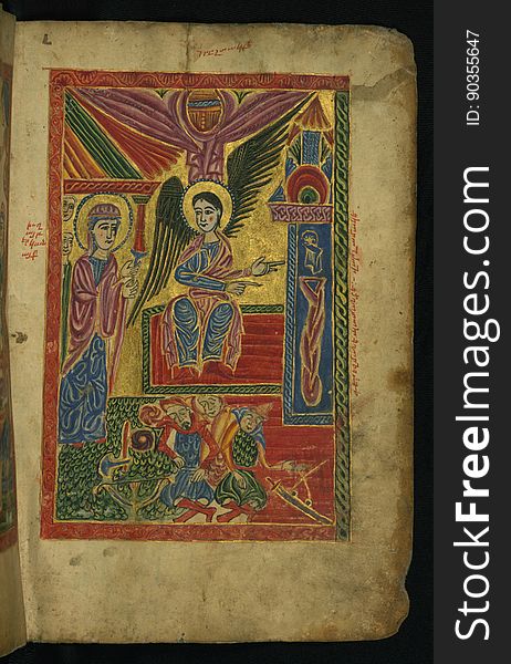 Gospel Book, Holy Women at the Tomb of Christ, Walters Manuscript W.540, fol. 13r