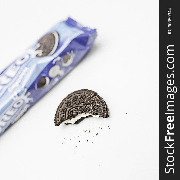 Black Oreo Cookie On White Table