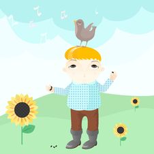 Boy And Bird Stock Photography Boy And Bird Stock Photography