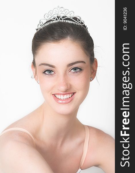Profile of a young ballerina wearing a tiara. Profile of a young ballerina wearing a tiara