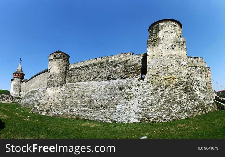 Panorama of an old fortress in Kamyanets Podolsky Ukraine