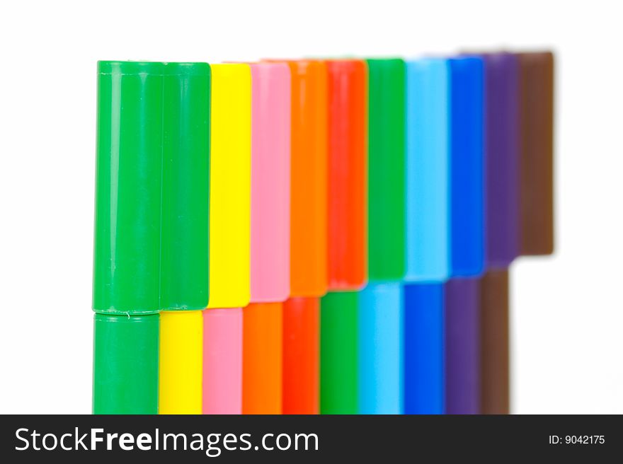 Marker pens isolated against a white background. Marker pens isolated against a white background