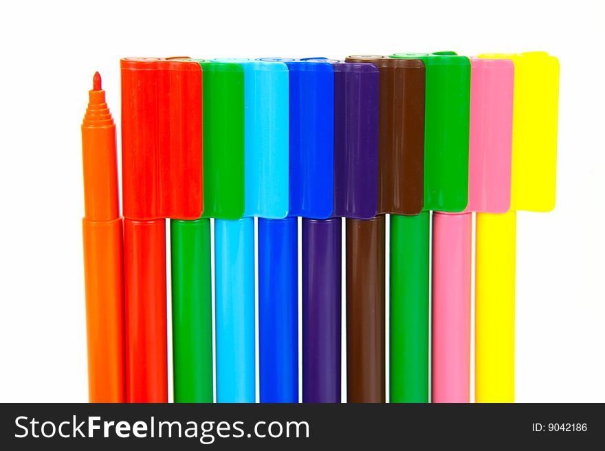 Marker pens isolated against a white background. Marker pens isolated against a white background