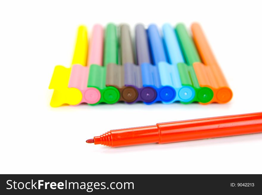 Marker pens isolated against a white background. Marker pens isolated against a white background