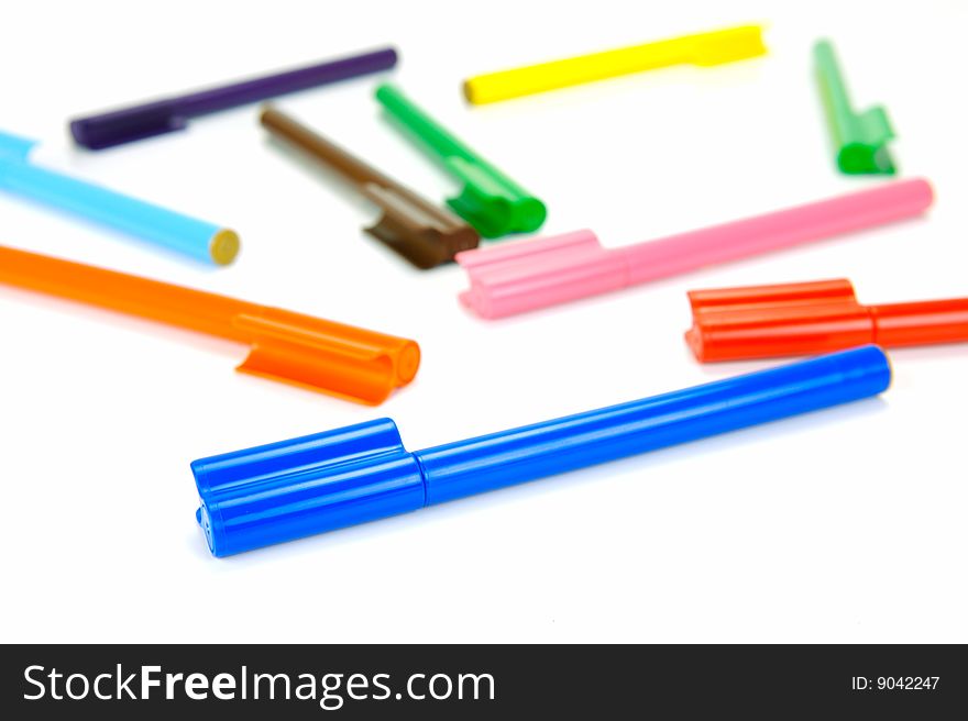 Marker pens isolated against a white background. Marker pens isolated against a white background